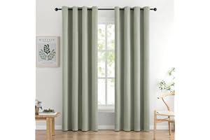 MIULEE Sage Green Blackout Curtains for Living Room 2 Panel Set, Premium Eyelet Curtains for Bedroom, Thermal Insulated Window Curtain Drapes, Black Out Curtain 90 Drop, Each Panel 46 x 90 Inches