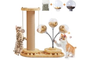 SHENGOU Interaktives Katzenspielzeug Aus Holz,Spielzeug Für Katzen Holz,Intelligenzspielzeug für katzen holz,Holzkugel-Katzenkarussell,Hölzernes Katzenspielzeug,Katzen Intelligenzspielzeug,Wooden Cat Toy