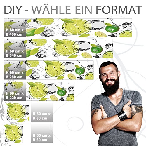 Küchenrückwand selbstklebend Pro “ LIMETTEN UND EIS “ 60 x 80cm DIY – Do It Yourself - 2
