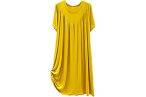 MAOAEAD Womens Nightdress Super Soft Comfortable Short Sleeve Loose Pajama Dress Summer Plus Size Thin Pleated Nightgown
