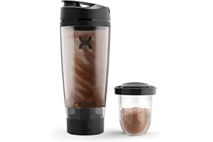 ‎PROMIXX Promixx Charge Shaker-Flasche - Geräteladung Vortex-Mixer mit Supplement-Aufbewahrung und leicht zu reinigendem Tritan-Becher (600 ml)