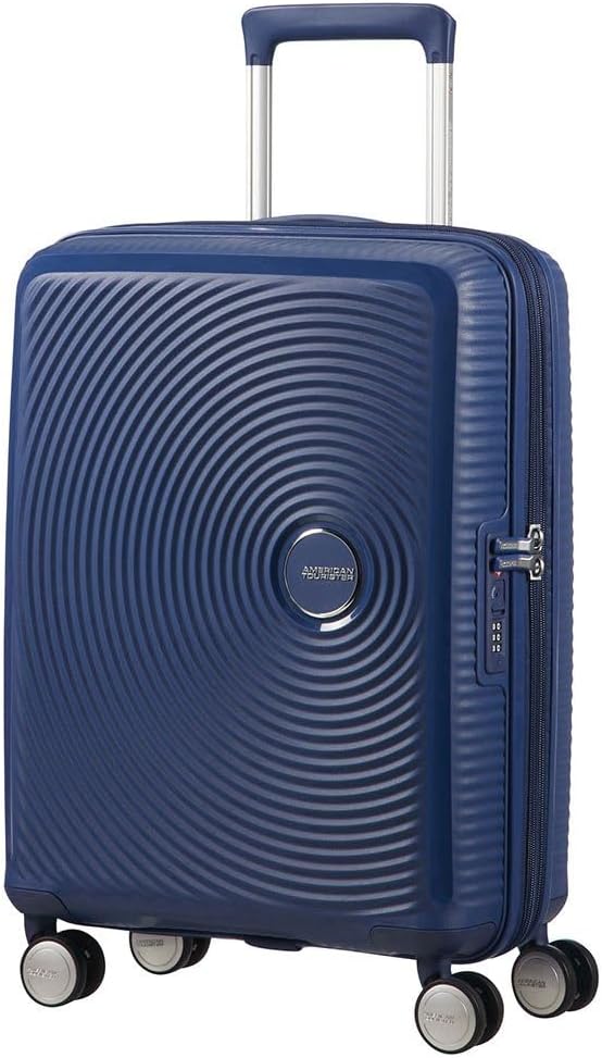 American Tourister Soundbox - Spinner S Expandible Maleta de Cabina, 55 cm, 35.5/41 L, Azul (Midnight Navy)
