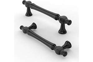 FURNIWARE Vintage Cabinet Handles, Matt Black Pulls 96mm(3.8"Hole Center), Pack of 10, Cabinet/Drawer Hardware Pulls