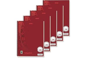 Stylex 43878-P5 - Quaderno con rilegatura a spirale, quadrato, DIN A4, 80 fogli, carta premium da 90 g/m², 5 pz.