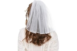 CICILIAYA Brautschleier, Schleier kurz Perlenschleier Elegante Braut Tüll mit Kamm Hochzeitsschleier Hochzeit Kurzer Schleier für JGA Junggesellinnenabschied Hochzeit Zubehör Schleier
