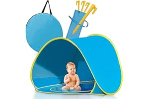HOMENED Pop Up Baby Beach Tent, Portable Kiddies Shade Pool Tent 50 SPF UV Protection Sun Shelter Canopy for Infant Indoor and Outdoor Use (Blue)