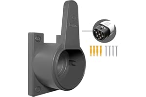Egnio Type 2 EV Cable Organiser, Wall Mount Holder for Electric Car with IEC 51296-2 Plugs, Weather Proof Holder for Most EU EVs Charging Cable Tidy, Including Mounting Kit Grey