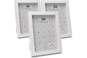 YIPINYIN 7 x 5 Inch Photo Frames Set Of 3,White Boxed Garllery Picture Frames 5×7“ 3 Pack for Tabletop or Wallmounted