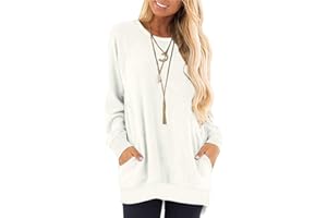 AUSELILY Chemise à Manches Longues pour Femmes Tops avec Poches