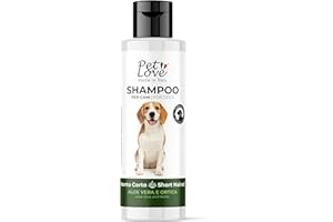 Pet Love Shampoo per Cani Pelo Corto Delicato sulla Cute con Azione Nutriente e Igienizzante - Ideale per un Manto Morbido e Luminoso - Profumo di Aloe Vera e Ortica - da 250 ml