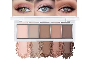 Yamobi Neutralna paleta cieni do powiek Smokey Nude Smokey, 5 kolorów matowych, zestaw cieni do powiek, mini makijaż do codziennego wyglądu Smokey Eyes
