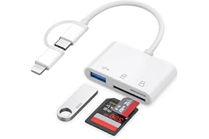 APLIMLN SD Card Reader for iPhone iPad, Lightning & USB C SD Card Reader with Micro SD & SD Dual Slot and USB Port, Camera Card Viewer Photography Memory Card Adapter