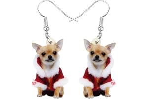 WEVENI Acrylic Christmas Chihuahua Dog Earrings Dangle Drop Pet Jewelry For Women Girls Charm Gift