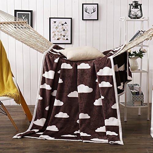 Mrs Sleep White Cloud Brown Background Cozy Soft Flannel Blanket Sofa Blanket Snug Rug Throw Blanket Winter Bed Sheet Office Blanket 150*200 (Brown-cloud)