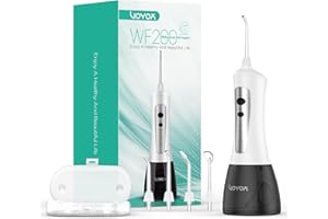 VOYOR Water Flosser for Teeth Cordless, Rechargeable Dental Oral Irrigator Plaque Remover Teeth Cleaner with Multi Modes, IPX7 Waterproof Portable Water Floss Use at Home Travel WF200 (Gray)