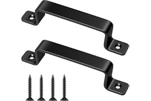 Maxentico 2 Piezas Tirador Puerta Corredera Auxiliar, Tirador Puerta Exterior, Metal Tiradores Puertas Correderas, Manijas de Puerta de Granero, Manilla Agarrador Puerta con Tornillos (Negro, 185mm)