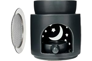 ZWEIPAPPEL Zweiapappel Räucherstövchen Duftlampe mit Räuchersieb und Keramik Öldiffusor Schale Anthrazit Duftwachs diffusor Weihrauch Kräuter Burner (Sternenpracht)