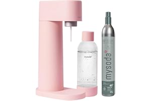 Mysoda Woody – Machine à eau pétillante en composite de bois, avec bouteille PET Quick-Lock sans BPA et cylindre CO2 – Rose