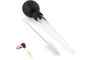 LONGRAY 2 Pcs Turkey Baster, Turkey Baster Large, Baster for Cooking, Turkey Oil Dropper with Brush, Cooking Turkey Injector Long Turkey Baster for Oiling and Marinating Turkey Beef Pork(Black)