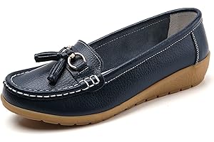 LTHTX Mocassini da donna in pelle comodi, piatti, casual, punta rotonda, mocassini da guida selvaggia, morbidi scarpe da passeggio da donna