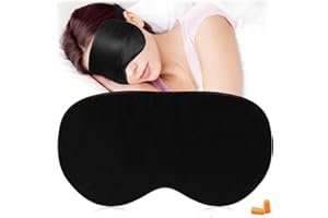 AJUHNICYN Masques de sommeil en soie et bandeau ， Masque pour les yeux super lisse pour dormir ， avec sangle réglable ， Convient pour les voyages, la sieste, le sommeil nocturne (noir)