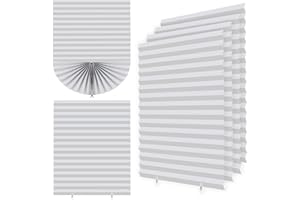 DASHUAIGE 4 Pack Stick-On Blackout Shades, Temporary No-Drill Paper Curtains for Bedroom, Bathroom and Home Use – Easy Fit (White, 90W x 180H cm)