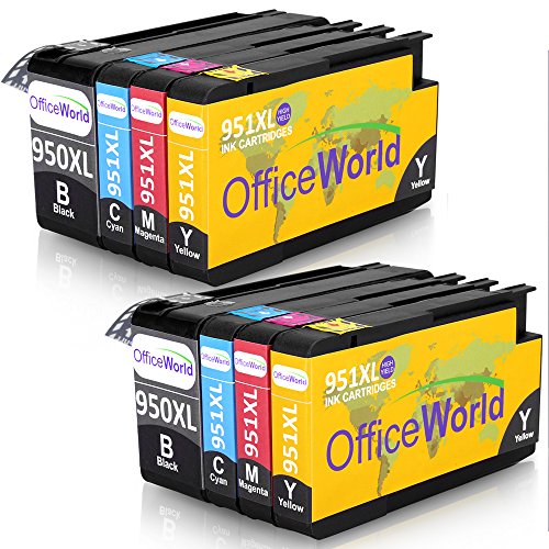 OfficeWorld Kompatible Patronen Ersatz für 950XL 951XL Hohe Kapazität Kompatibel Tintenpatronen mit Neuer Chips für Officejet Pro 8600 8610 8620 8630 8640 8100 8660 8625 8615 251dw 276dw (2 Schwarz, 2 Cyan, 2 Magenta, 2 Gelb)