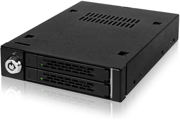 Icy Dock ToughArmor MB992SK-B Rack Mobile, boîtier de Rack Robuste en métal Hot Swap pour 2 x SSD ou HDD 2.5" SATA/SAS dans Une Baie de de 3.5"