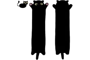 SNOWOLF Gatto Morbido Cuscino Peluche Lungo Tiro per Dormire Cotone Gattino Ripiene Carino Peluche Bambola Giocattolo Regalo per Bambini Fidanzata (Black, 50cm)