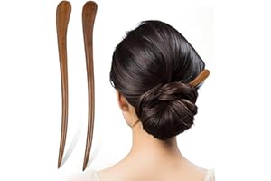 Lurrose Lot de 2 vintage en bois de santal pour femme Wooden Hair bâtons cheveux bois baguettes Japonaises Pour Chignons Épingles À Cheveux Chinoises Pour Femmes Et Filles