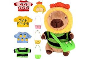 KBIBCK Peluche Capybara, 23cm Peluche Capibara, Lindo Animal de Peluches de Capibara con Trajes, Simulación Carpincho Juguetes, Regalo para Niños y Niñas