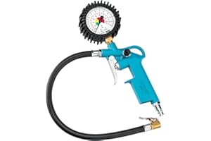 HAZET 9041-1 I zakres pomiarowy manometru: 0-12 bar, długość przewodu: 400 mm, średnica manometru: 63 mm I manometr do opon samochodów osobowych, motocykli, ciężarówek i wielu innych