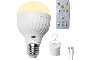 VENMON NATURALMENTE [Pack 1] Bombilla LED Recargable USB E27/E26 | Inalámbrica y Sin Cable con Mando a Distancia | Luz Cálida y Fría Regulable | Bombilla de Emergencia Camping, Hogar y Exterior