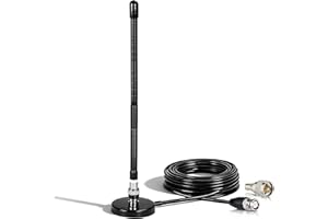 Bingfu CB Antenne 27-MHz CB-Radioantenne BNC PL259 Soft Whip Magnetfuß Antenne Kompatibel mit Cobra Midland Uniden Maxon President Tragbarer tragbarer CB-Radio-Mobilfunk-Scanner