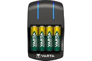VARTA Chargeur de Piles, incl. 4X AA 2100mAh, chargeur pour piles rechargeables, charge 2 ou 4 AA/AAA simultanément, Plug Charger