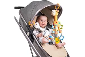 TUMAMA KIDS TUMAMA Bébé Suspension Jouets à Suspendre,Animal en Peluche Jouets à Hochet, Jouet Souples pour Sièges de Voiture Poussette sensoriels pour Les Nouveau-né Garçons et Filles(2 Pack)