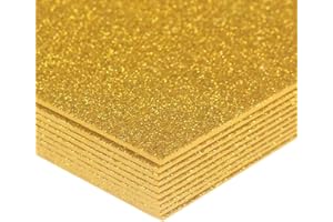 PANLOM Pack 10 A4 Glitter EVA Foam Sheets 2mm Creative Craft Sponge Paper Assorted Colours DIY Crafts Scrapbooking (Gold, Gillter)