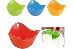 SAKERR Premium LFGB Grade Silicone Egg Poacher - 4 Pcs Multicolor Egg Poaching Cups for Air Fryer & Perfect Poached Eggs