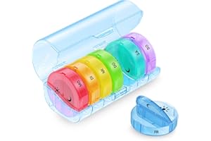 ‎SUKUOS SUKUOS Tablettenbox 7 Tage Morgens Abends, Pillendose Rund, 2 fächer, Handlicher und Feuchtigkeitsbeständiger Medikamentenbox Medikamentendosierer