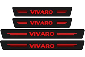 Symilov 4 Piezas Protector de Umbral de Puerta de Coche para Op-el Vivaro A B C 2001-2024, Ajuste del Umbral del Pedal de Desgaste Placa de Protección Accesorios, Fibra de Carbon,Red