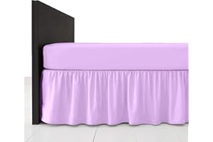 AmigoZone Plain Pollycotton Frilled Bed Base Valance Sheet (Lilac, Double)