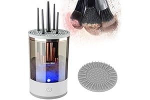 Tohoee Elettrico per Pulisci Pennelli Make Up e Asciugatrice, Centrifuga Automatica da 7000 Giri/min, Veloce e Automatico Detergente per Trucco Pennelli