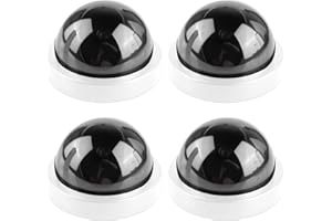 GOMETY Lot de 4 caméras factices avec LED clignotantes rouges - Fausse caméra de sécurité factice - Fausse caméra de surveillance pour la maison et le bureau - Blanc