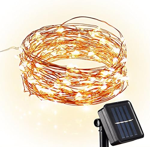 Auben Solar Starry String Lights,100 Led Outdoor Lights 33 Feet Copper Warm White Ambiance Lighting for Garden Christmas Party Dancing,Magical Lighting Decor for Indoor Bedroom Window