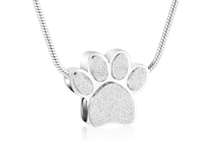 QGJNSGC Joyería de cremación de Pata de Mascota para Cenizas, Colgante de urna con Estampado de Pata, joyería Conmemorativa de Recuerdo para Cenizas de Mascota/Perro/Gato, Acero Inoxidable