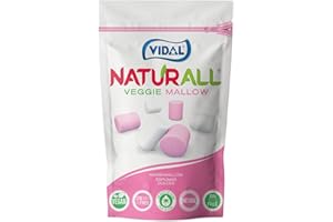 Vidal Golosinas. Naturall Veggie Mallow. Nubes Veganas sabor Vainilla. Color Rosa y Blanco. Doypack 90 g.