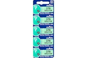 5 X MURATA 379 SR63 AG0 SR521SW Argent Oxyde 0% Mercure Batterie Montre [1 Bande of 5 Piles ]