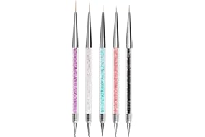 Jsdoin 5 pcs Nail Art Brushes, Nail Dotting Tool, Nail Art Pens, Drill Drawing Nails Brush Pen for Nail Art Tools