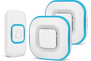Timbre Inalámbrico Impermeable AIPOTEC,Timbres para Puerta con 2 Receptor y 1 Transmisor, Campana de alarma doméstica Timbre Inalámbrico Kit, 300m de Alcance, indicador LED azul, 38 Melodías