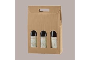 Scatola Porta 3 Bottiglie Vino/Olio 750ml, Cartoncino Avana, 270x90x390mm Lucgel, 20 pezzi